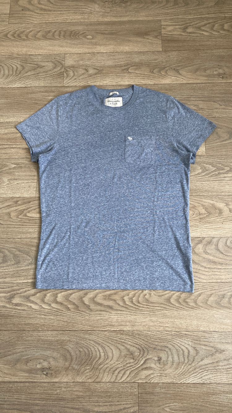 Abercrombie & Fitch Mens grey Muscle Fit T Shirt Pocket Embroidered Moose Logo