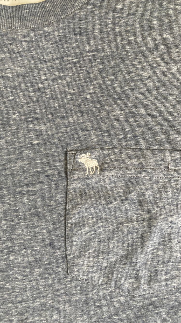 Abercrombie & Fitch Mens grey Muscle Fit T Shirt Pocket Embroidered Moose Logo 3