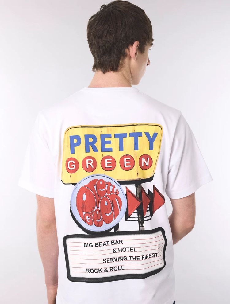 Pretty Green Big Beat Hotel T-Shirt White 2