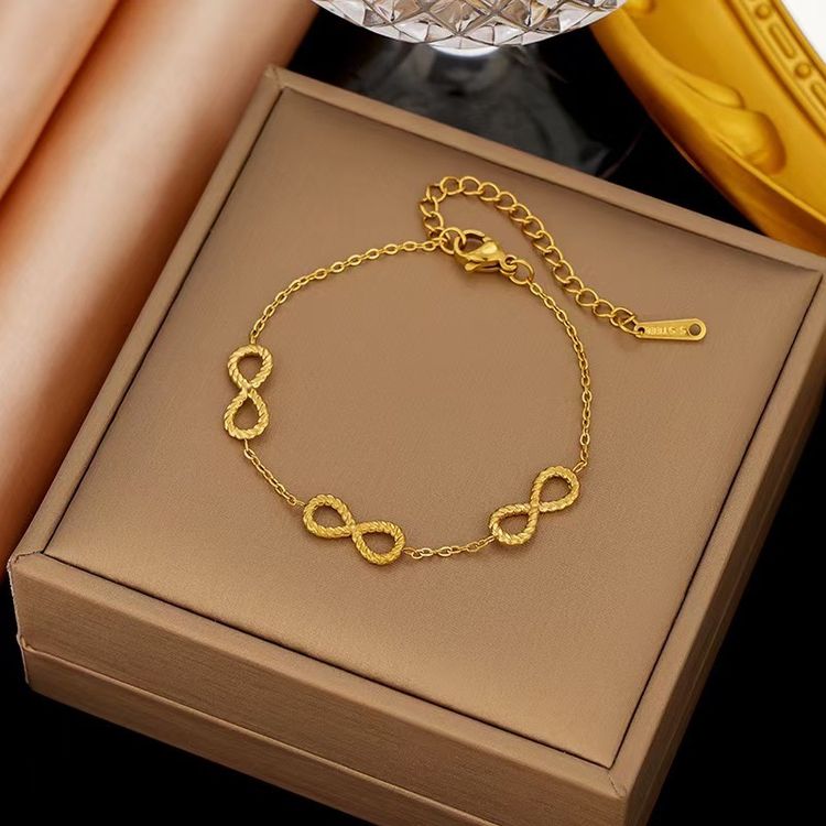 Gold Infinity Symbol Necklace And Bracelet Set image 2