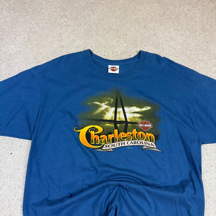 Harley Davidson T Shirt XL Charleston S.C Blue Colourway 2006