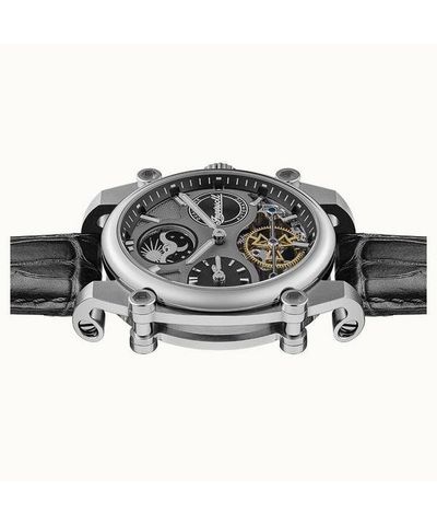 Ingersoll The Varsity Sun And Moon Phase Leather Strap Skeleton Grey Dial Automatic I15402 Men's Watch 3