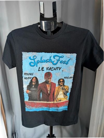 Gildan Lil Yachty Graphic T-Shirt S Black Tigerfest Splash Fest Rap Merch