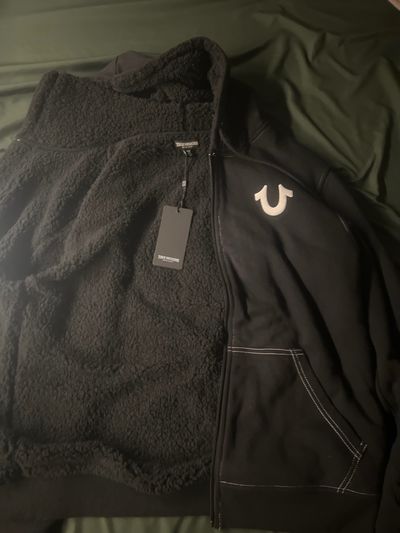 True Religion black zip-up hoodie