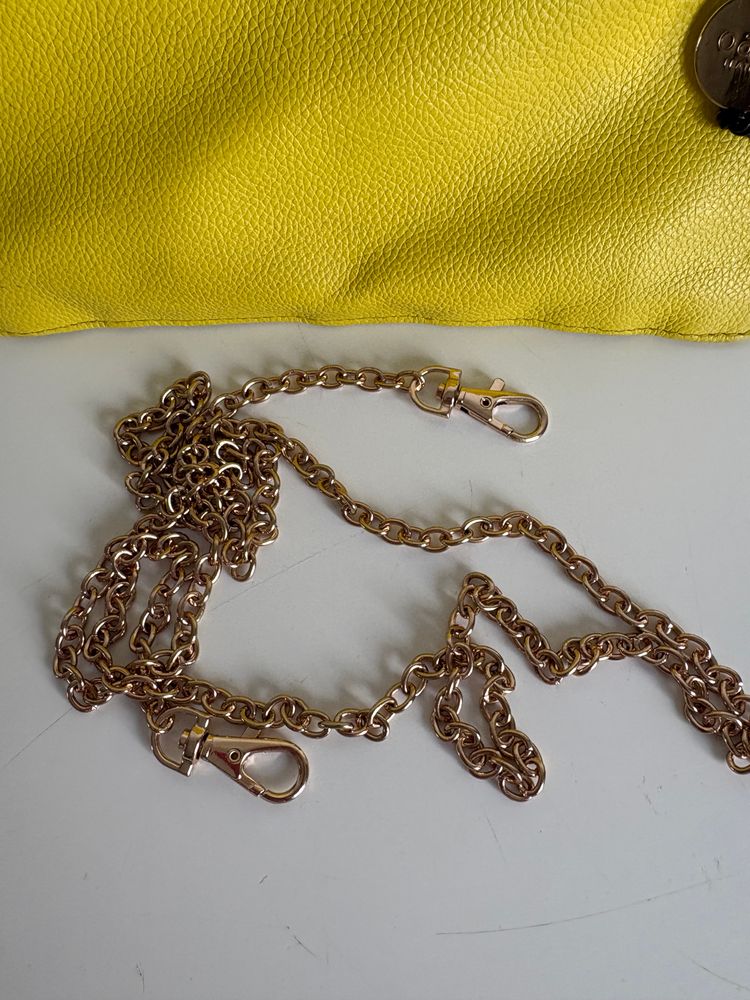 Oasis Yellow Leather Clutch Bag With Chain Strap 2