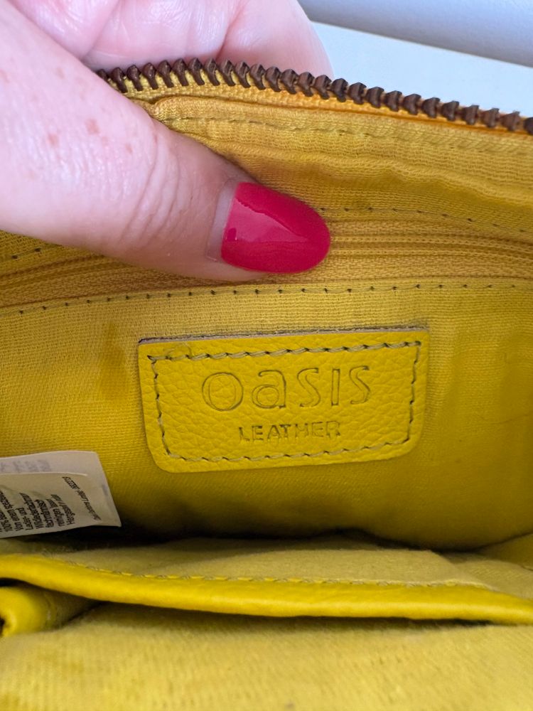 Oasis Yellow Leather Clutch Bag With Chain Strap 6
