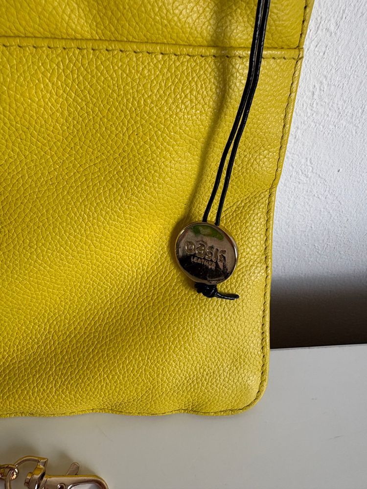 Oasis Yellow Leather Clutch Bag With Chain Strap 4