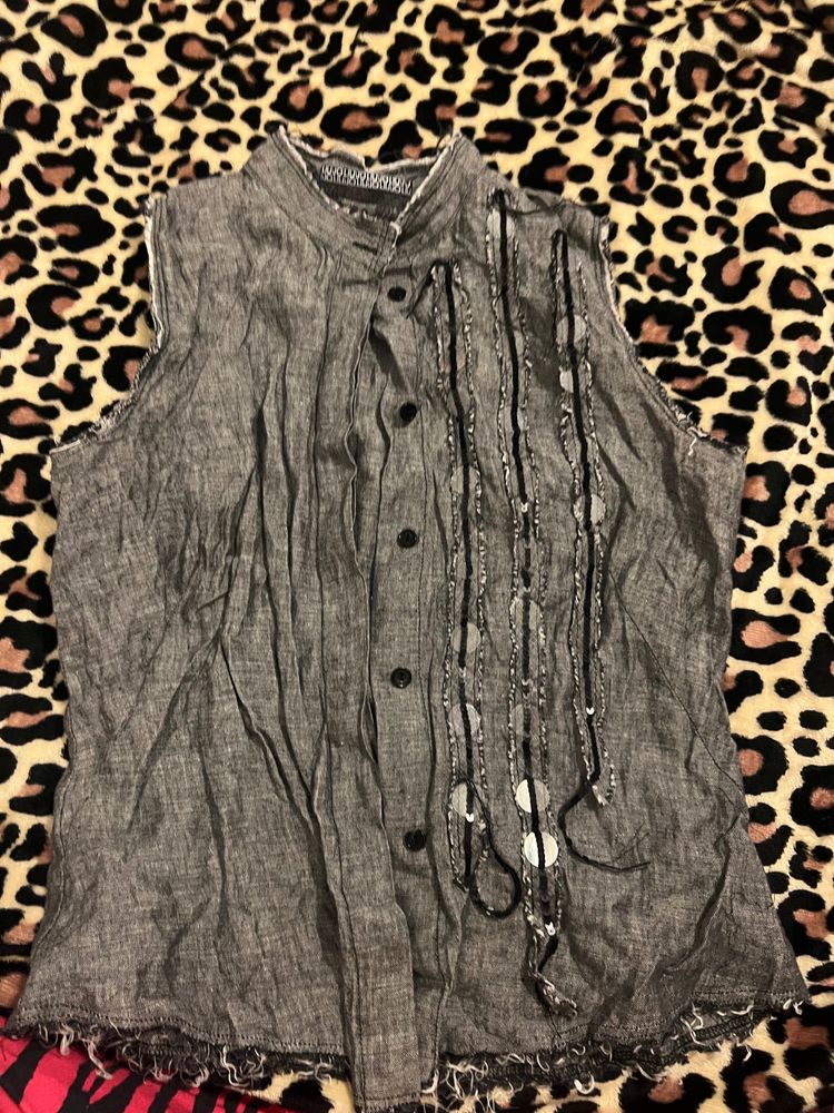 Sleeveless Button-Up Shirt