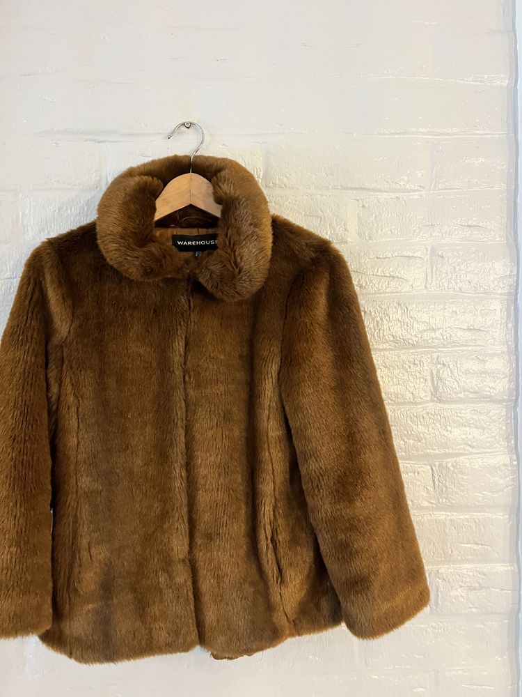 Warehouse Warehouse Brown Faux Fur Coat product image