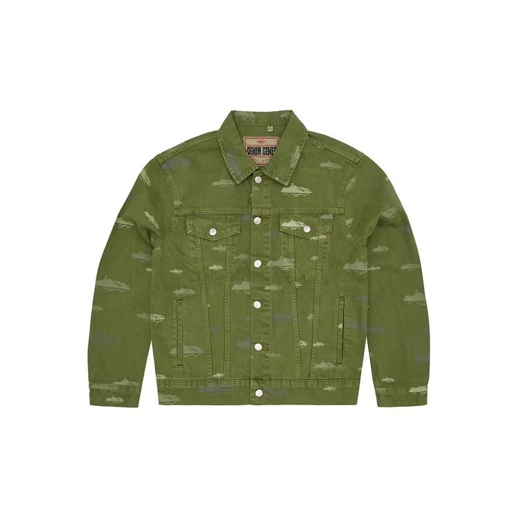 Corteiz Alcatraz Pattern Denim Jacket Cachi imagen 1