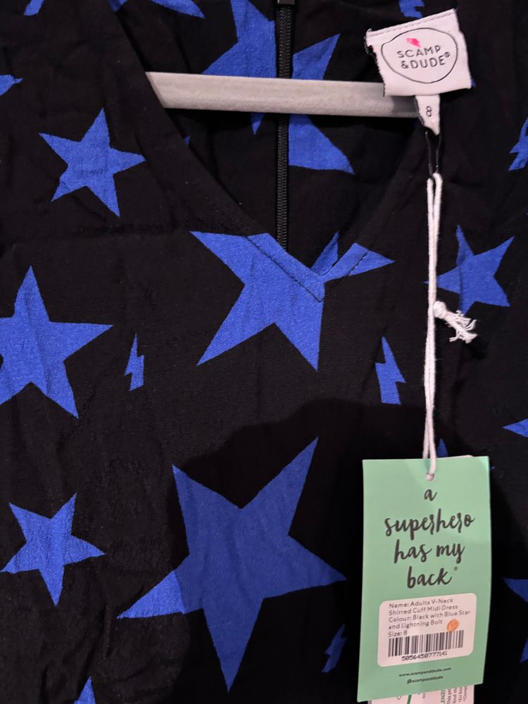 Scamp & Dude Black And Blue Star Print Dress size 8 image 5
