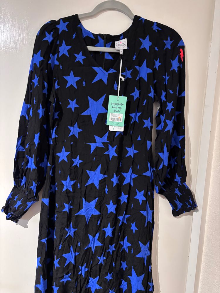 Scamp & Dude Black And Blue Star Print Dress size 8 image 1