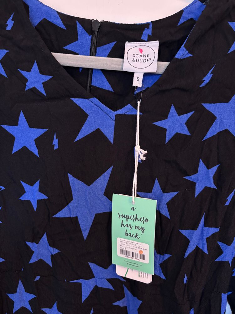 Scamp & Dude Black And Blue Star Print Dress size 8 image 4