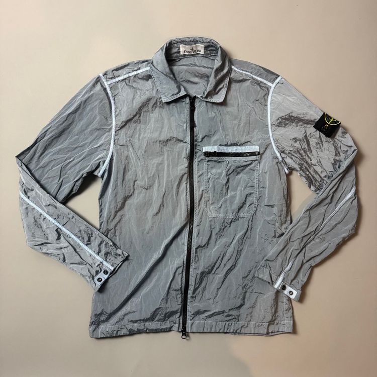 Stone island Sky Blue Nylon Metal Shimmer Overshirt - Medium