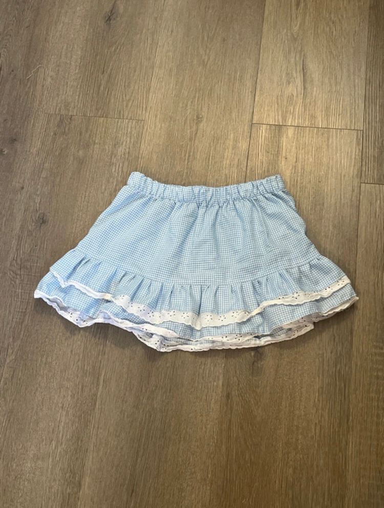 Blue Gingham Ruffle Skirt imagen 3
