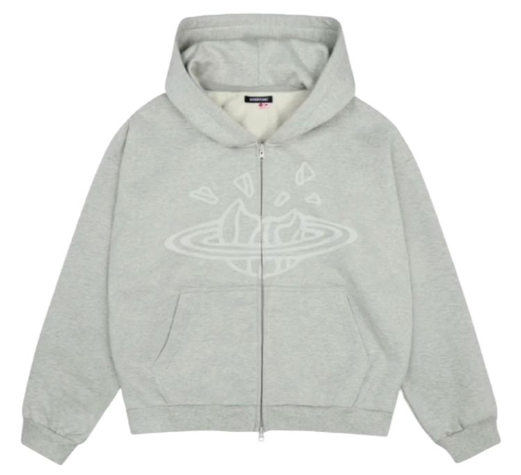 PAIRFECT BROKEN PLANET HEATHER GREY ZIP UP HOODIE product image