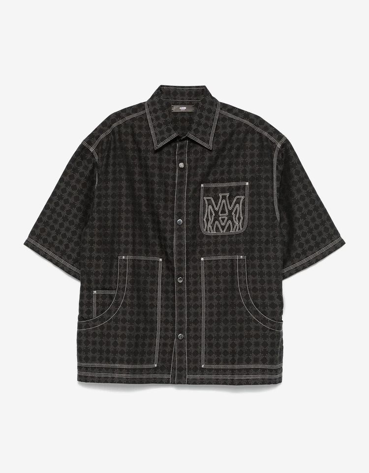 Amiri Black MA Quad Work Shirt – Jacquard Overshirt image 1
