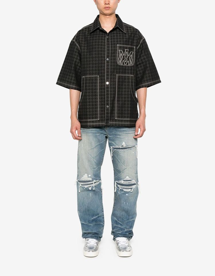 Amiri Black MA Quad Work Shirt – Jacquard Overshirt image 5