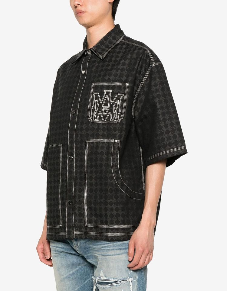 Amiri Black MA Quad Work Shirt – Jacquard Overshirt image 4