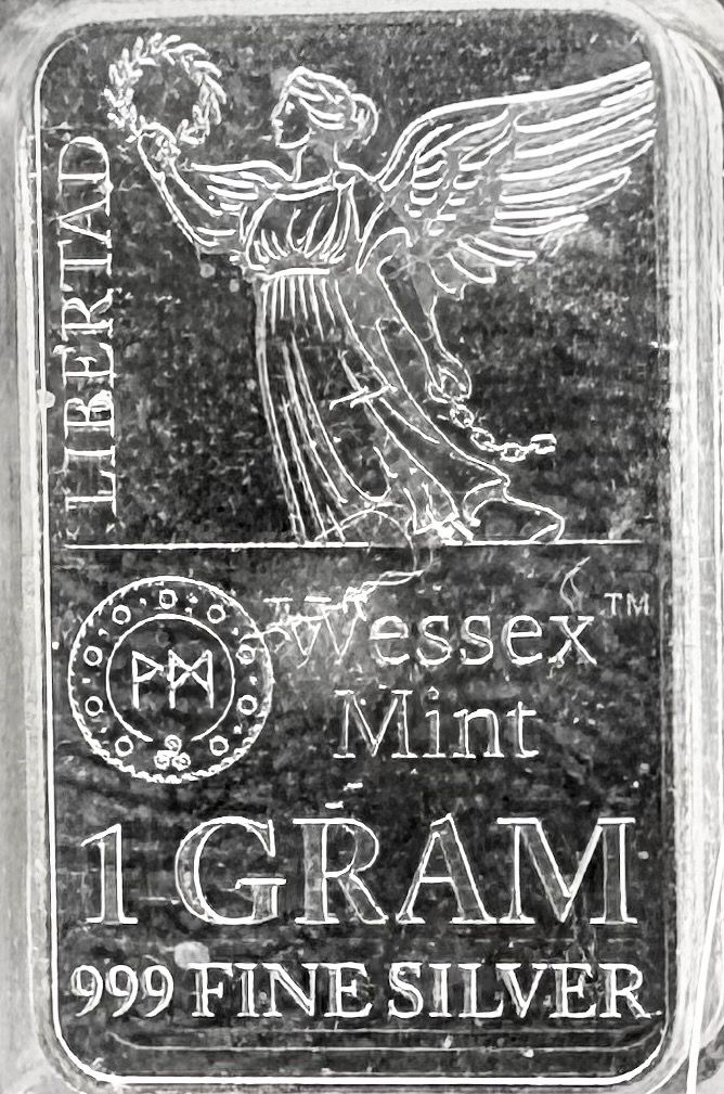 Losse random design Wessex Mint 1 Gram Silver Bars