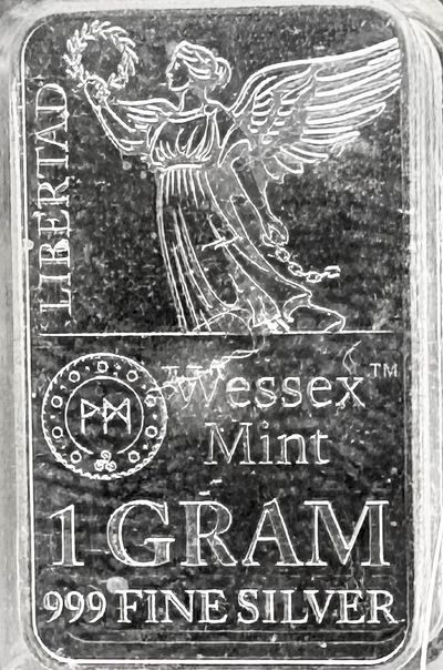 Losse random design Wessex Mint 1 Gram Silver Bars