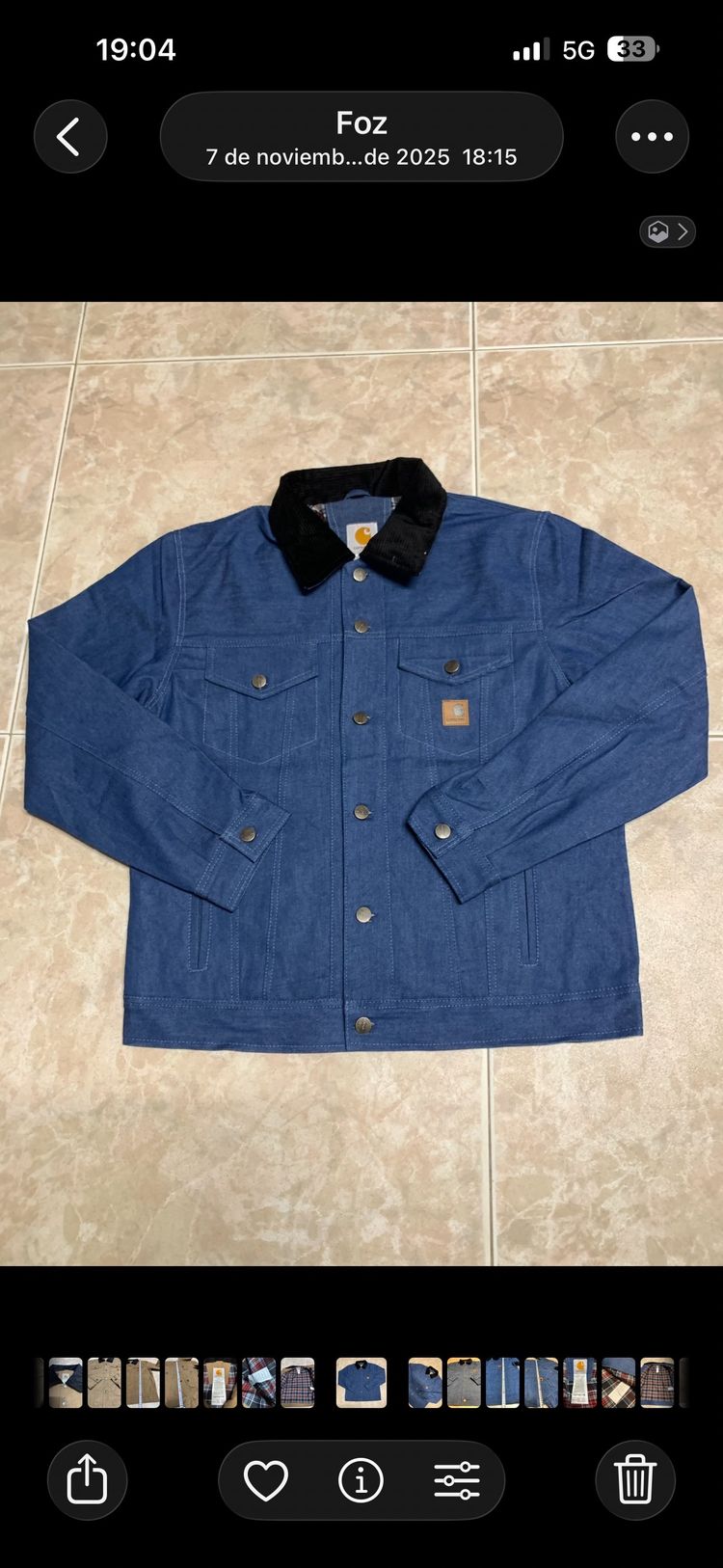 Carhartt Carhartt  Button Rework Blue Denim Jacket With Black Collar product image