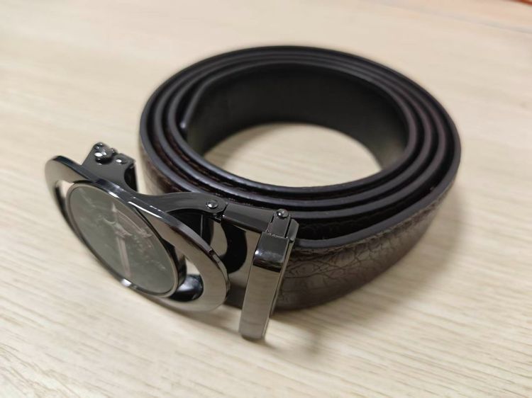 Black Leather Belt With Watch Buckle