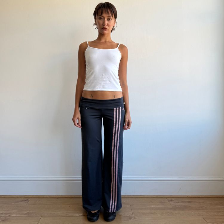 Navy + pink Adidas yoga pants - Size S