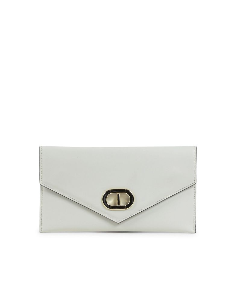 innovamoda Leather Envelope Clutch White product image
