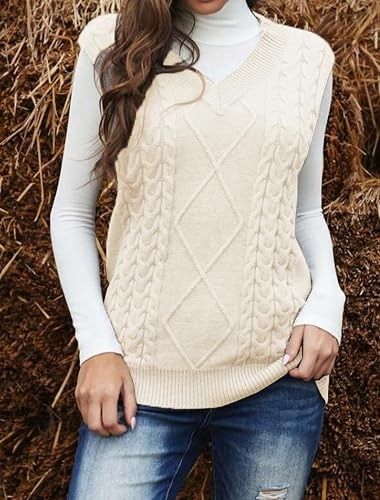 Cream Cable Knit Sleeveless Sweater Vest image 3