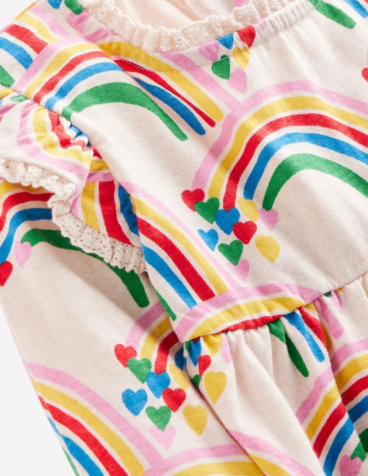 Mini Boden Girls Printed Tunic Set In Ivory imagen 5