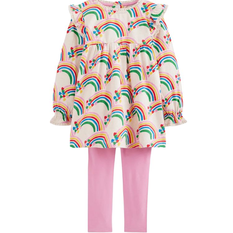 Mini Boden Girls Printed Tunic Set In Ivory imagen 3