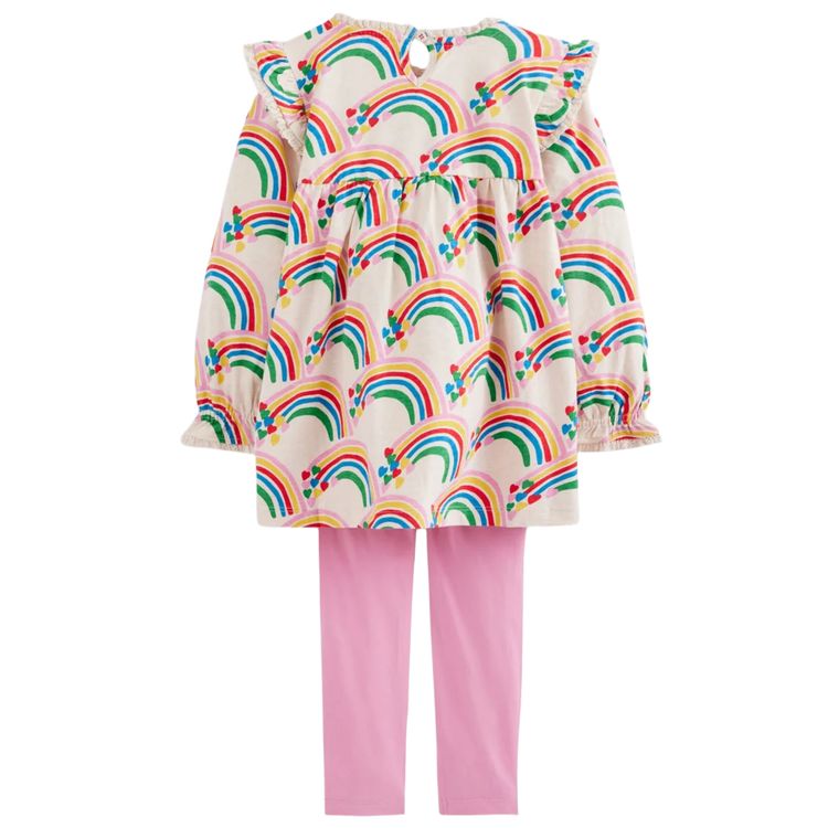 Mini Boden Girls Printed Tunic Set In Ivory imagen 4