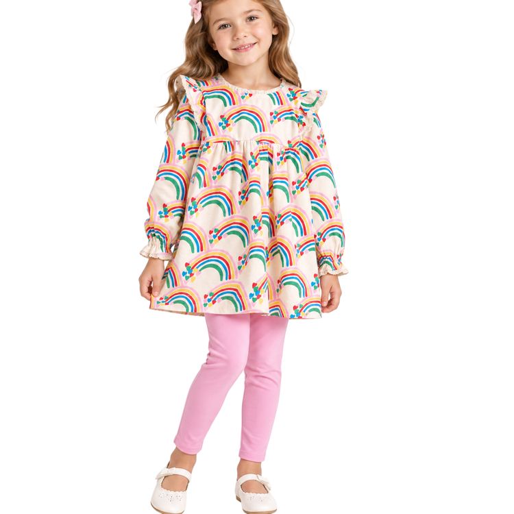 Mini Boden Girls Printed Tunic Set In Ivory image 1
