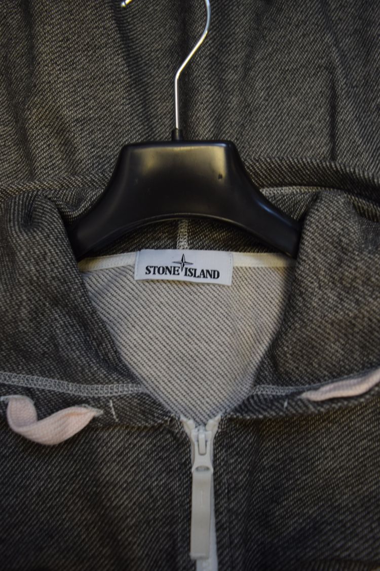 Stone Island Contrast Stich Full Zip Hoodie Grey image 4
