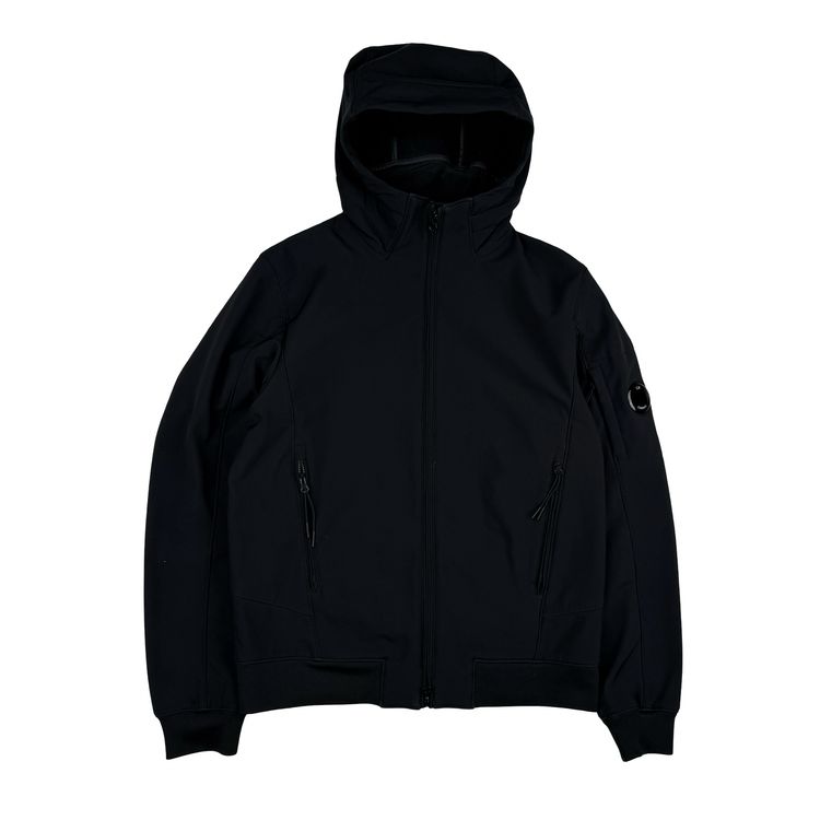 CP Company Black Soft Shell R Goggle Hooded Zipped Jacket - Medium (48) image 1