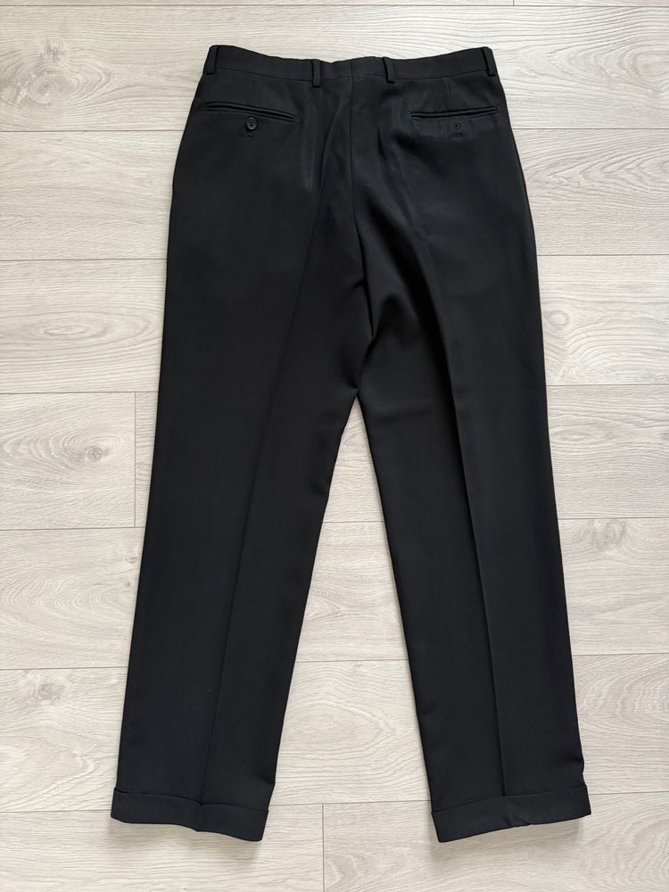 Giorgio Armani 1980s Pleated Draped Wool Pants Black - Size 35 Waist imagen 3