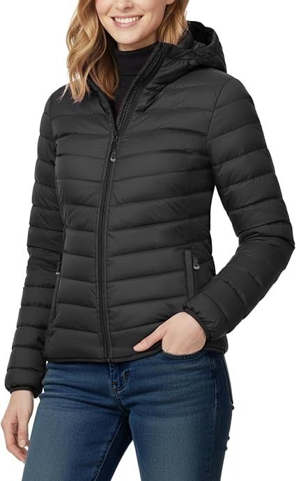 Black Hooded Quilted Jacket image 2