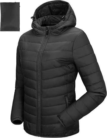 Black Hooded Quilted Jacket image 1