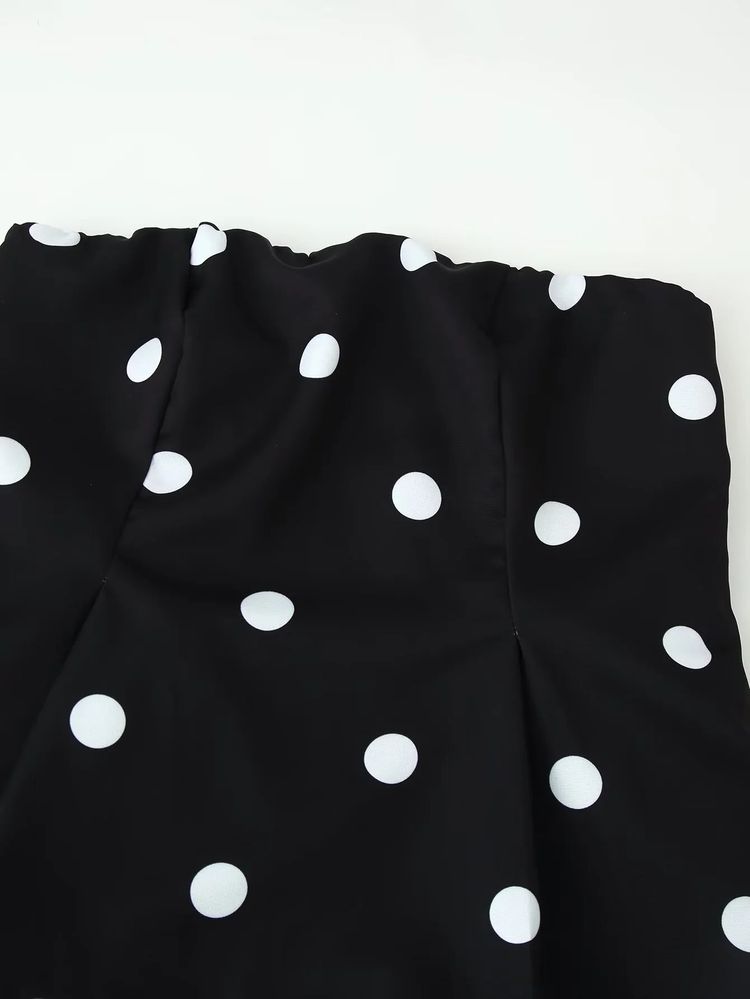 Black Strapless Jumpsuit With White Polka Dots image 2