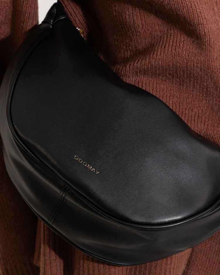 Oogmay Black Leather Shoulder Bag obraz 3