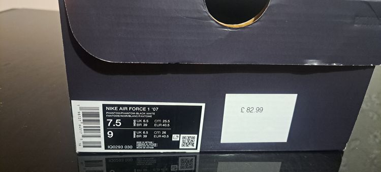 Nike Air Force 1 07 NBA UK6.5 EUR 40.5 Phantom Black White Brand New Full Box image 6