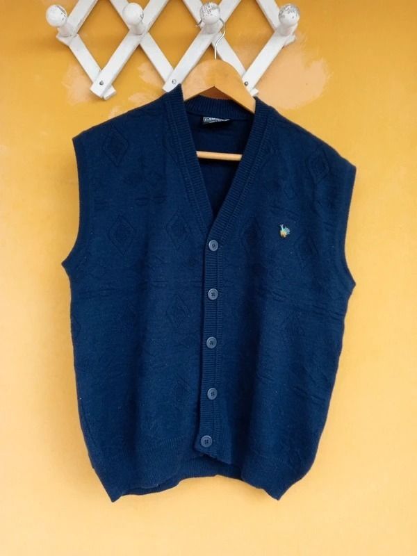 Navy Blue Sleeveless Cardigan Vest obraz 1