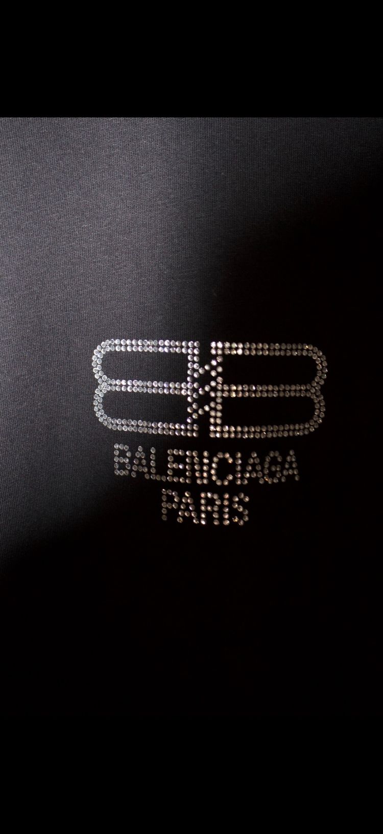 Balenciaga Black T-Shirt With Rhinestone Logo image 3