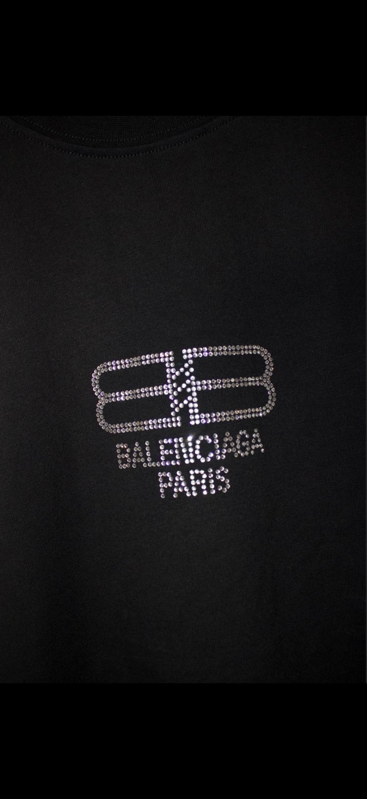 Balenciaga Black T-Shirt With Rhinestone Logo image 2