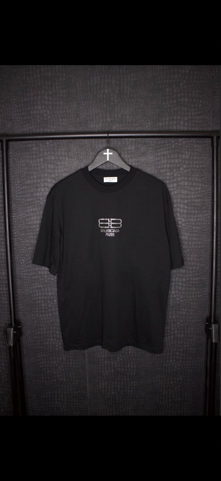 Balenciaga Black T-Shirt With Rhinestone Logo