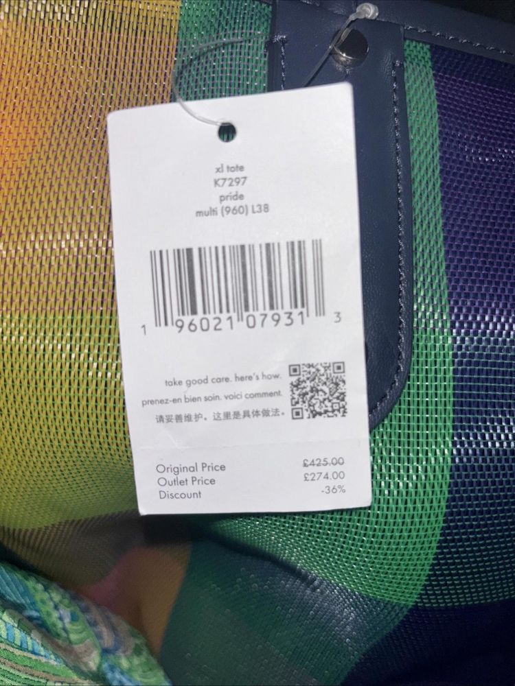 Immagine di Kate Spade Ella Extra Large Rainbow Pride Mesh Bag Tote Zip Top Bnwt £425 6