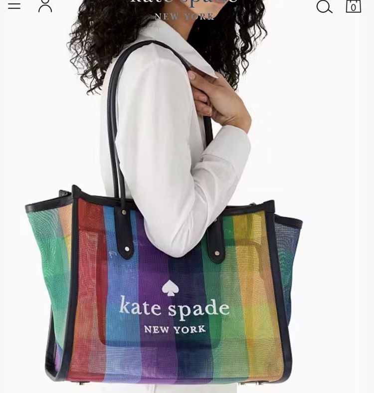 Immagine di Kate Spade Ella Extra Large Rainbow Pride Mesh Bag Tote Zip Top Bnwt £425 5