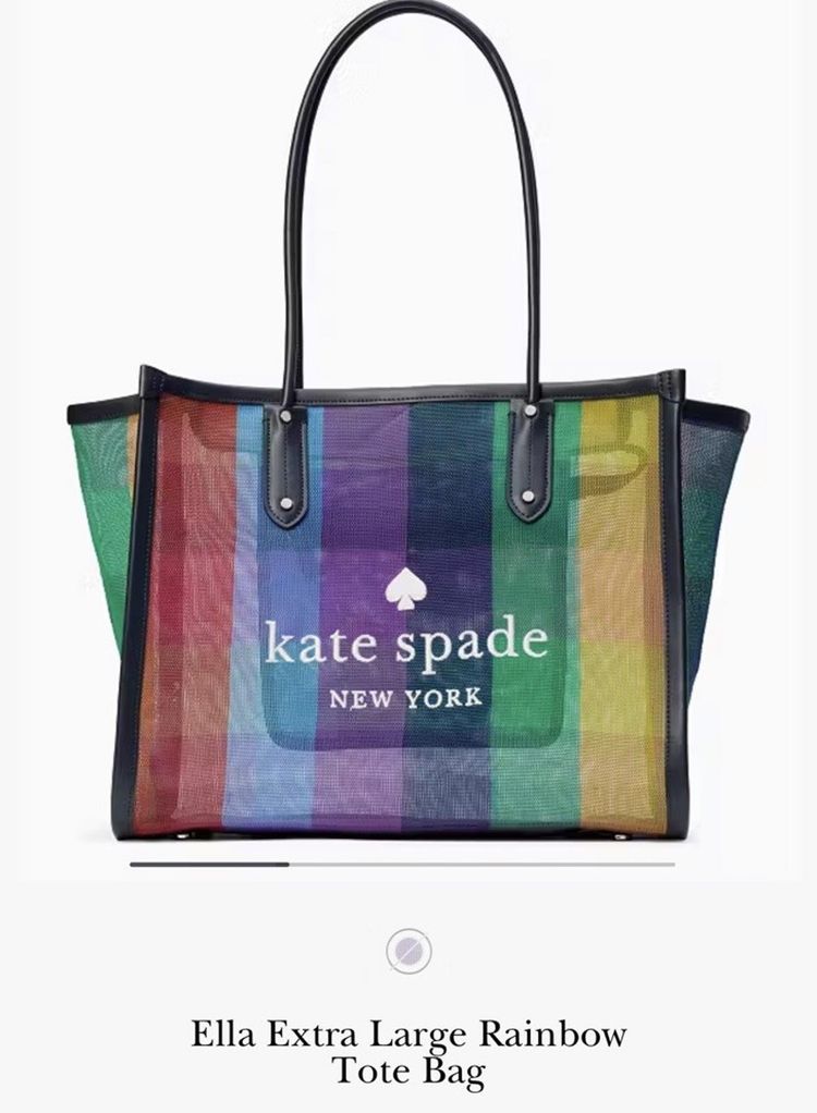 Immagine di Kate Spade Ella Extra Large Rainbow Pride Mesh Bag Tote Zip Top Bnwt £425 1