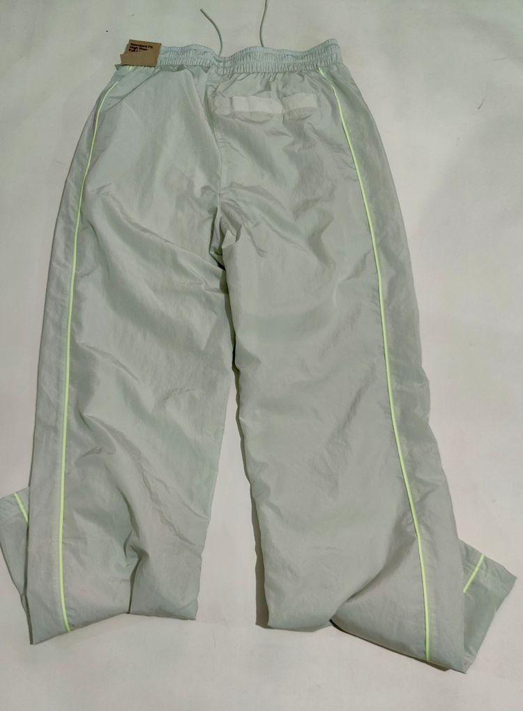 Nike Light Grey Pants With Neon Yellow Piping